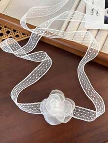 2pieces/1piece-Lace Sexy Butterfly Camellia Headband Retro High-End Headband Collar Neck Strap Helper Strap. - Multicolor - View 8