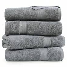 LANE LINEN Toallas de Baño Grandes para - 100% Algo uego 4 Secado Rapido Tamaño Grande otel 28x 54 Gris F - 01 Gris frío - Ver 2