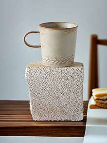 1pc Bestselling Ceramic Large 280ml Mug, Celebrity Same Style, Suitable For Back To School, Graduation, Party, Home, Gift, Water Cup, Coffee Cup, Breakfast Couple Milk Cup, Handmade Retro Japanese Style Cup - Multicolor - View 5