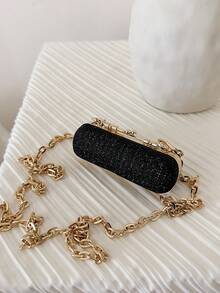 2025 New Mini Personalized Lipstick Shaped Crossbody Bag For Women, Fashionable Chain Strap Shoulder Bag - Black - View 1