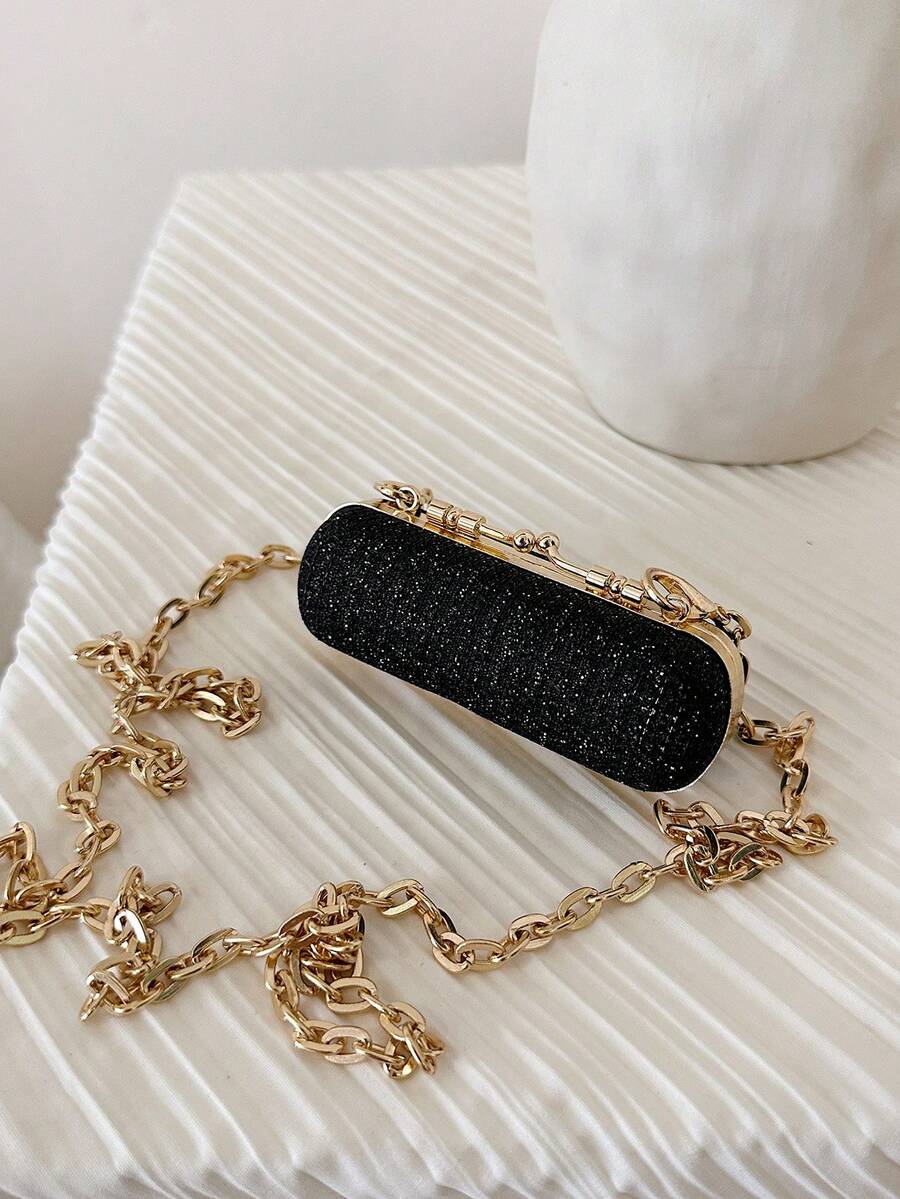 2025 New Mini Personalized Lipstick Shaped Crossbody Bag For Women, Fashionable Chain Strap Shoulder Bag - Black - View 1