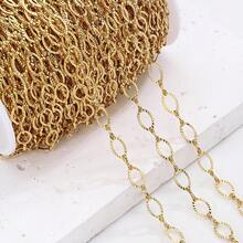 1m/2m Stainless Steel Gold Oval Embossed Chain With Lobster Clasp, Suitable For DIY Jewelry Making, Necklace And Bracelet - Chain - View 5