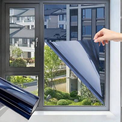 Película de ventana de privacidad unidireccional - Película de ventana aislante del calor y anti-espionaje, Película adhesiva de protección de privacidad 2 en 1, Película aislante de calor autoadhesiva para balcón, dormitorio, bloquea la luz y reduce la temperatura