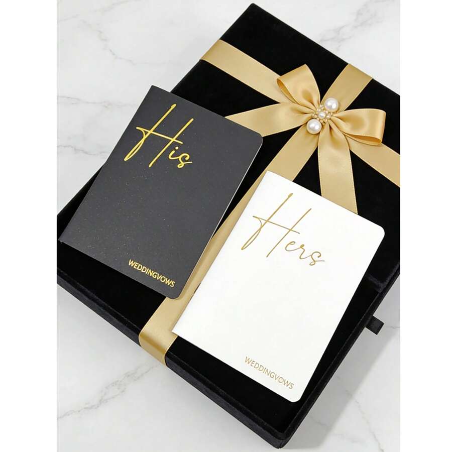 高级婚礼誓词簿，优雅结婚誓词簿，创意新郎新娘誓词簿，简约誓词簿，烫金誓词簿，高端艺术纸封面誓词簿 - 均碼 - 查看 1