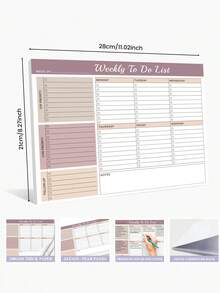 1pc Weekly Planner Notepad, 24 Tear-Offs Weekly Planning Notebook Journal With Prorities, To Dos & Notes, Office Supplies Office Desk - A4 - View 5