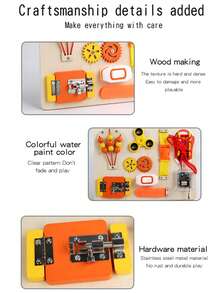 Children's Multifunctional Montessori Early Education Wooden Toys, Puzzle Balloon Busy Board Lock Learning Aids - Multicolor - View 10