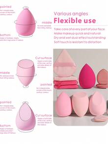 12PCS Makeup Tools Set Including:2PCS Triangle Powder Puffs+2PCS Makeup Sponges+6PCS Mini Air Cushion Powder Puffs+2PCS Mini Makeup Sponges ﻿ - Multicolor - View 8