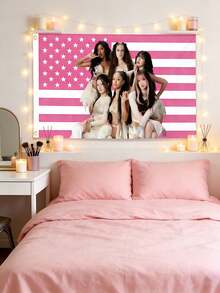 1件Katseye粉色美国国旗挂毯，3x5英尺，涤纶材质，带金属孔眼，单面印花，适合卧室、工作室装饰 - 粉色 - 查看 12