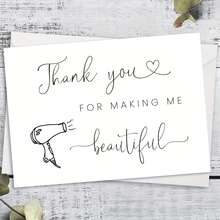 1 Stück elegante Hochzeit Dankeskarte für Make-up Künstler, "Danke, dass du mich schön gemacht hast" mit Illustration eines Föns, rustikaler Holzhintergrund, perfekt um Dankbarkeit an besonderen Anlässen auszudrücken, Make-up Künstler Geschenk, anmutiger Dankesgruß, charmante Ästhetik - Haartrocknerkarte - Übersicht 5