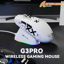 ATTACK SHARK G3PRO 无线游戏鼠标，配备 RGB 充电底座，支持 2.4G/USB-C 有线/蓝牙连接，搭载 PAW3311 光学传感器，1K 轮询率，25K DPI 可调，内置 500mAh 电池，超轻 59g 鼠标 - 彩色 - 查看 1
