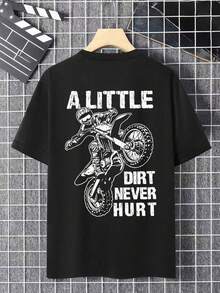 Envío nacional | camiseta de manga corta con estampado casual de algodón puro para hombres en primavera y verano - Negro - Ver 2