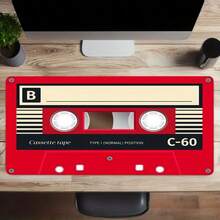 1 件复古磁带设计鼠标垫 - 涤纶材质，长方形，家用/办公/游戏桌面垫，底部防滑，适用于学校、商务和游戏环境 - 红色复古音乐主题配件，办公桌配件，办公用品，办公装饰 - 彩色 - 查看 3