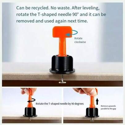 50个/包 陶瓷砖找平夹，T型可调节可重复使用瓷砖找平系统，方便瓷砖安装，地板和墙砖找平工具