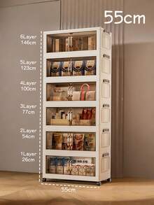 1个可折叠塑料收纳盒，1-5层，宽55厘米，带盖带轮，可堆叠，适用于卧室、客厅、厨房、书房、办公室等场所，可折叠收纳箱 - 彩色 - 查看 9