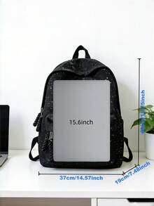 1个多色校园背包，笔记本电脑包，办公通勤包，韩版多功能学生单肩包，斜挎包，返校季必备，日常休闲时尚背包，灯芯绒材质，带拉链，可调节肩带，容量适合携带铅笔盒等日常必需品 - A - 查看 6