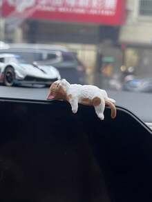 Cute Cat Dashboard Decor Ornament, Car Interior Accessory, With Vivid Eyes, Soft Plastic Car Rearview Mirror And Dashboard Decor, Suitable For Girls, Women - Rearview Mirror Decor, Fun Design, Plastic - A - View 10