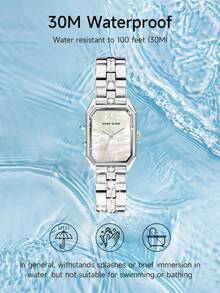 Anne Klein Women's Square Small Dial Watch, Women's Fashion Casual Quartz Wrist Watch, Stainless Steel Band Minimalist Square Quartz Watch, Travel Gift - Silver - View 5