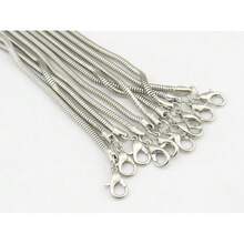 10PCS Rhodium Color Copper Snake Chain Necklace 16 Inch With 2\ Extension Chain (2.5MM, XL-1000) - 2.5毫米-10顆-鍍銠色 - 查看 4