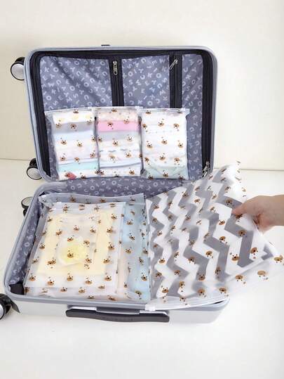 10pcs Travel Clothes Storage Bags, Suitcase Organizer Packing Cubes, Waterproof Underwear Pouch, Laundry Sorting Bags, Assorted Patterns (Excluding Contents)