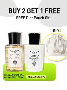 Acqua Di Parma Colonia Mini Set: Shower Gel + Body Lotion (75ml) With Complimentary Dior Cosmetic Bag - Travel Kit, Hydrating, Fragrant Body Care
