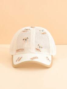 1顶小熊刺绣网眼棒球帽，透气百搭可爱遮阳帽，适合男宝宝和女宝宝，春夏沙滩装 - 彩色 - 查看 5