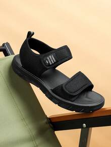 1 Pair Men's New Anti-Slip Summer Soft-Sole Beach Sandals, Youth Sports Wear-Resistant Driving Casual Breathable Slippers - Black - View 7