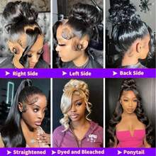 ZHENDEFA 360 Degree Full Head Top Invisible Wavy HD Transparent Lace Front Hairline No Glue Drawstring 360 Degree Front Hair Wig, 200 Density For Women - SNatural - View 9