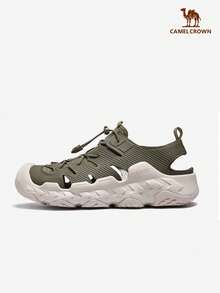 CAMEL CROWN 男士徒步凉鞋，带足弓支撑，运动徒步涉水鞋，包头设计，舒适透气，夏季户外涉水凉鞋 - 橄欖綠 - 查看 1