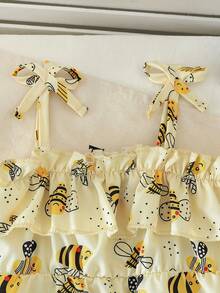 Baby Girls' Summer Fashion Solid Color & Fruit Print 2 Pieces Romper Set - Ginger - View 3