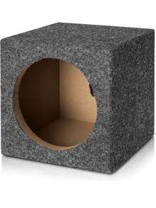 6.5 Inch Grey Carpeted Speaker Box Enclosure With Port, DIY Car Or Truck Audio Custom Subwoofer Box - A - View 9