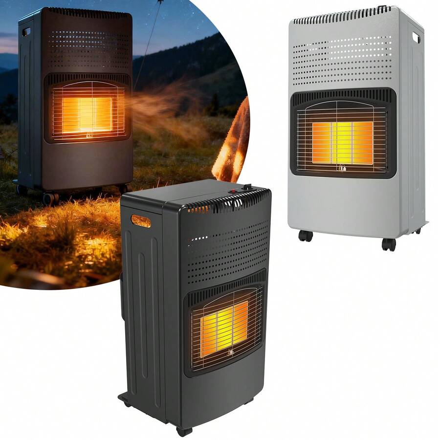 4200 Watt Gas Heater, Gas-Fired Heating Element, Ceramic Gas Oven Incl. Gas Hose, 3 Heating Levels