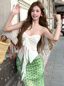 Women Bikini Sets - Polka Dot Three-piece Set - View 3