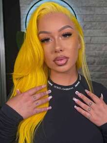 Lemon Yellow 250 Density Long Straight Wigs Human Hair Pre Plucked With Baby Hair 13x4 HD Bone Straight Lace Frontal Wigs Human Hair Brazilian Remy Yellow Colored Human Hair Lace Front Wigs For Women - 黃色的 - 查看 3