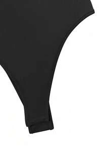 Sexy & Fashionable Backless Round Neck Long Sleeve Bodysuit, Versatile & Fitted, New For Spring/Autumn - Black - View 8