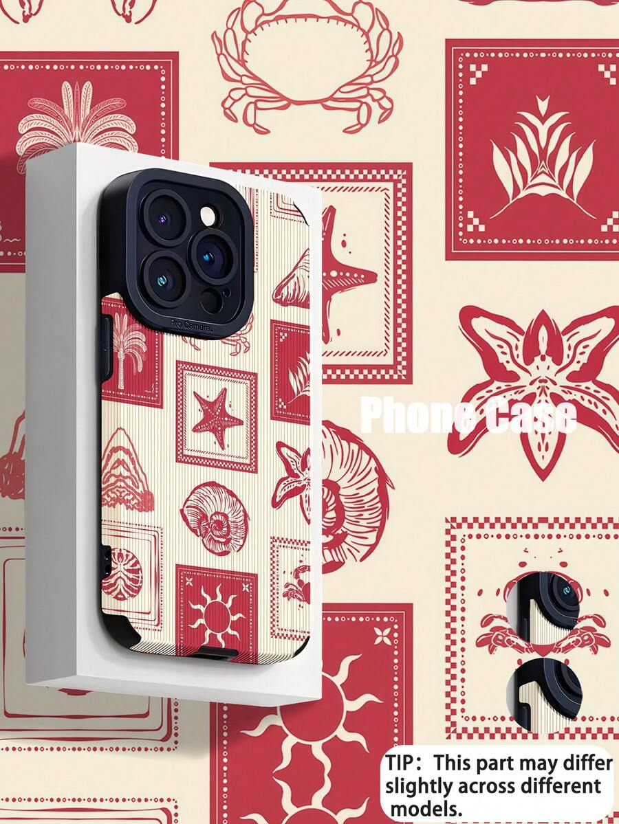 1个蓝色椰子树图案竖条纹经典防摔软皮手机壳，兼容苹果17/17Air/17PRO/17PROMAX - 彩色 - 查看 1