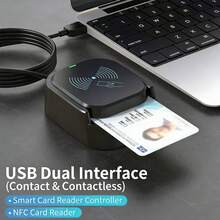 2-In-1 Plug & Play USB Smart Card Reader/NFC Reader-Writer With SD Card Slot, Compatible With Multiple Systems (//Linux), Compact IC Card Writer For PC, Supports SIM Card/RFID Card/ID Card, Easy Installation, RFID Reader, Card Reader, Credit/Debit Card Reader - Black - View 8