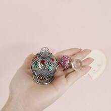 1 szt. 15 ml, okrągła, szklana butelka na perfumy/olejki eteryczne ze szkła zdobionego kryształkami, piękna, okrągła, emaliowana, wielokrotnego użytku, wysokiej klasy butelka do aromaterapii, kryształowa butelka, butelka do aromaterapii w stylu bliskowschodnim z możliwością ponownego napełnienia - 1PC - Zobacz 8