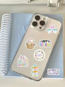 52/55pcs Easter Themed Stickers With Rabbit And Egg Patterns, Holiday Decorative Stickers For Diaries, Laptops, Mugs, Etc. To Create A Joyful Celebration Atmosphere - Easter - View 6