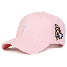 1pc Women's Cross Prayer Embroidered Baseball Cap, Street Fashion Five-Panel Hat, Outdoor Sun Protection Casual Cap For Spring/Autumn Travel, Beach - Multicolor - View 4