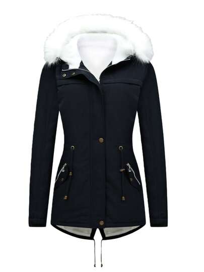 Alpha Camp Women's Casual Outdoor Commute Hooded Jacket With Thermal Lining, Adjustable Waistline, Autumn/Winter