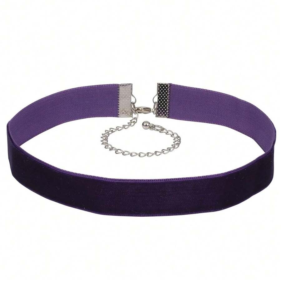 1.6cm 20pcs Purple Velvet Chokers Vintage Necklace For Women With Extension (XL-1002-6) - 1.6公分-20個-紫色 - 查看 1