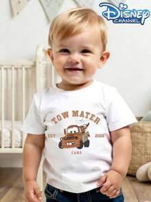 This Disney Pixar Cars Mater-Themed Casual And Simple Crew Neck Short-Sleeved T-Shirt Is Designed For Both Baby Boys And Girls, Making It An Ideal Choice For Summer Wear. - trắng - Xem 2