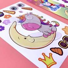 24Pcs Pegatinas de Unicornios Paquete,Pegatinas de Bricolaje,para Fiesta de Cumpleaños Favores,Pegatinas Decorativas,Juguetes Interactivos Padre-hijo.,40965347 - Negro - Ver 5