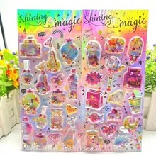 1pc/4pcs Random Shiny Glitter Stickers, Birthday Party Shimmery Stickers, 3D Foil Stickers, Liquid Glitter Stickers, Reward Stickers - Multicolor - View 3