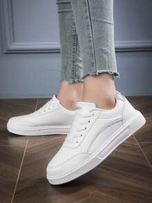 Gold-Rimmed, Ultra-Stylish Women's Sneakers With A Comfortable Feel And Simple, Elegant Color Scheme ,Zapatillas Elegantes De Mujer,Zapatos De Mujer - 白色 - 查看 2