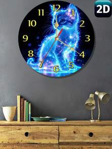 1pc 10"/12" Illuminated Cat Wooden Wall Clock, Charming, Silent Design | Prominent Roman Numerals, Perfect For Bedroom & Cat Lovers Decor | Ideal Gift For Cat Lovers, Powered By AA Battery, Decorative Wall Clock, Fun Decor, Illuminated Cat Art, Cat Lover Gift, Room Decor, Bedroom Decor, Dorm Decor, Back To School Decor, School Surprise, Home Decor, School Supplies - Multicolor - View 10