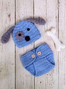 1 Set Newborn Baby Blue Animal Themed Photography Outfit, Baby Shower Gift - Multicolor - View 4