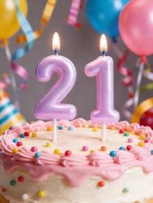 0-9数字蜡烛、紫色和粉色生日蜡烛、彩色数字蜡烛、生日蛋糕装饰、派对和周年纪念用品、主题生日派对蛋糕装饰、生日派对配件 - 彩色 - 查看 4