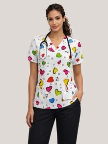 cimmuovere 休闲宽松V领短款多口袋印花工作服上衣 - 彩色 - 查看 8