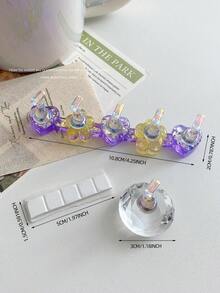 3D Resin Acrylic Tie Dye Jelly Color Glitter Sequin Star Heart Arranged Base With 5pcs Aurora Colorful Nail Art Display Stand, Japanese Nail Art DIY Tools & Photography Props - Multicolor - View 88